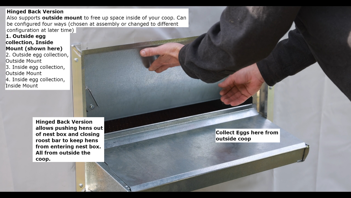 Large (48") Reversible Roll Out Chicken Nest Box (Up To 50 hens) - hinged back / allows exterior mount