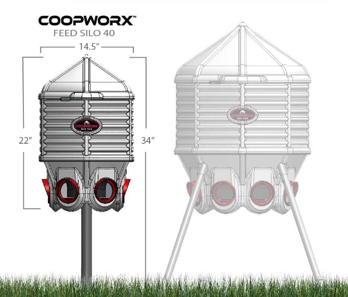 CoopWorx Feed Silo II w/ Stake Mount Post